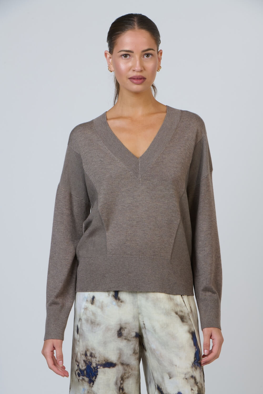Naturals by O & J - OJW39 Long Sleeve V Neck Knit - Muck