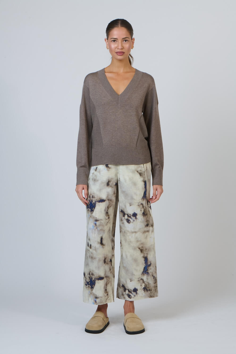 Naturals by O & J - OJW39 Long Sleeve V Neck Knit - Muck