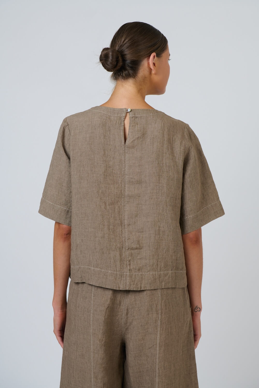 Naturals by O & J - Round Neck Linen Tunic (GA724A) - Agate