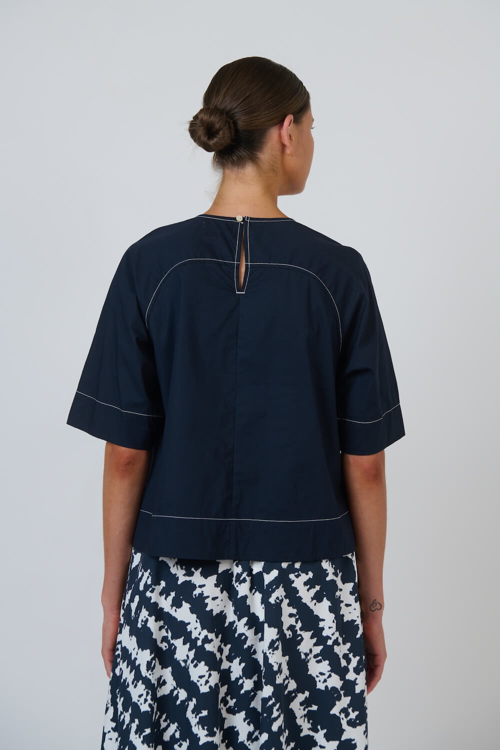 Naturals by O & J - Round Neck Wide Sleeve Blouse (GA429) - Ink