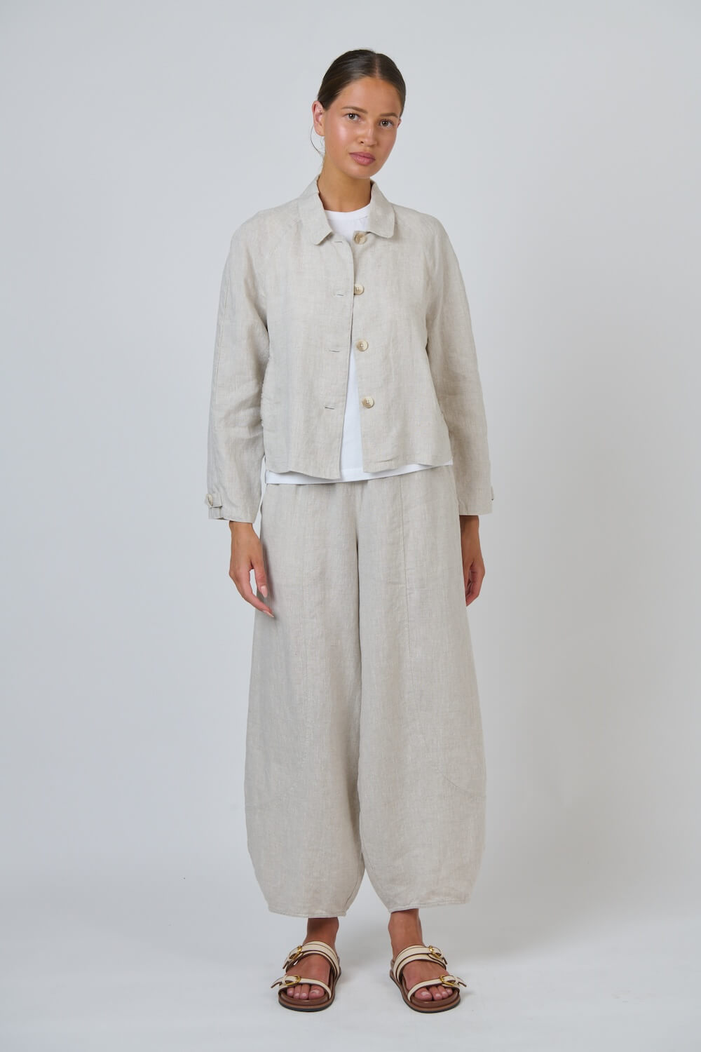 Naturals by O & J - Tailored Linen Jacket (GA715) - Sand