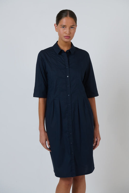 Naturals by O & J - Tailored Shirt Dress (GA680) - Ink