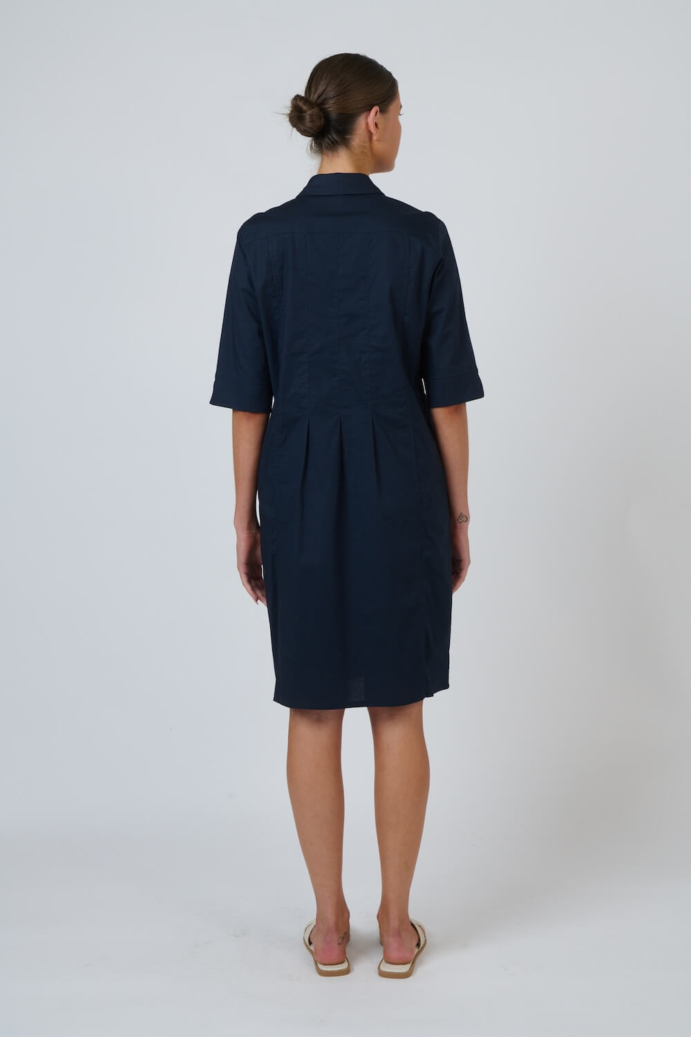Naturals by O & J - Tailored Shirt Dress (GA680) - Ink