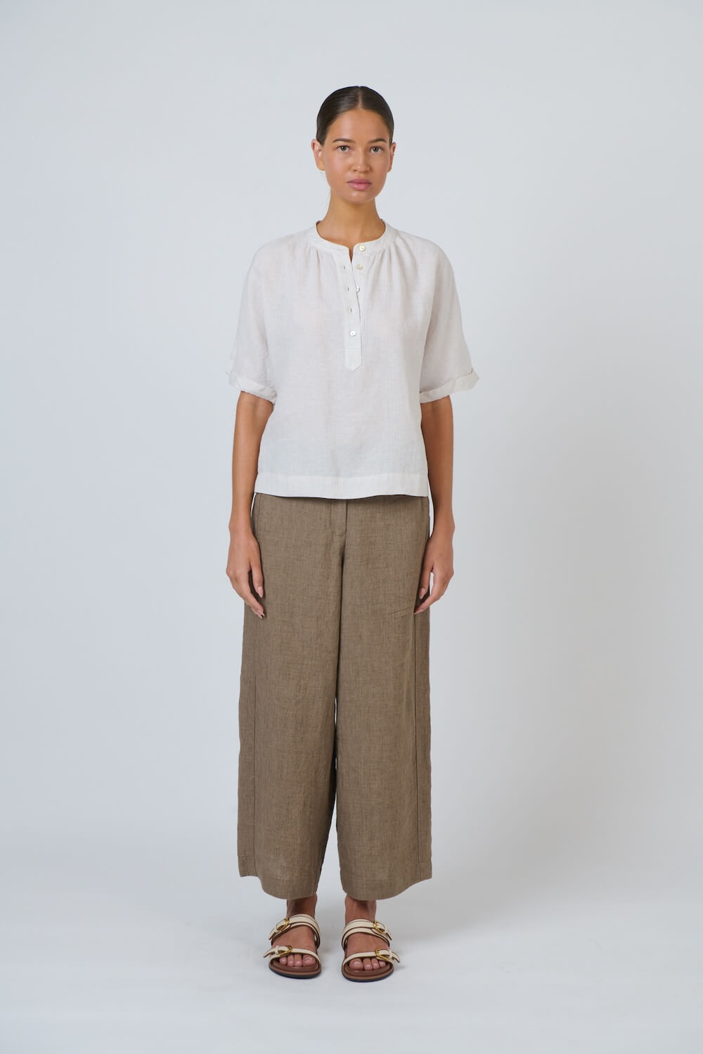 Naturals by O & J - Wide Leg Tailored Trousers (GA698) - Agate