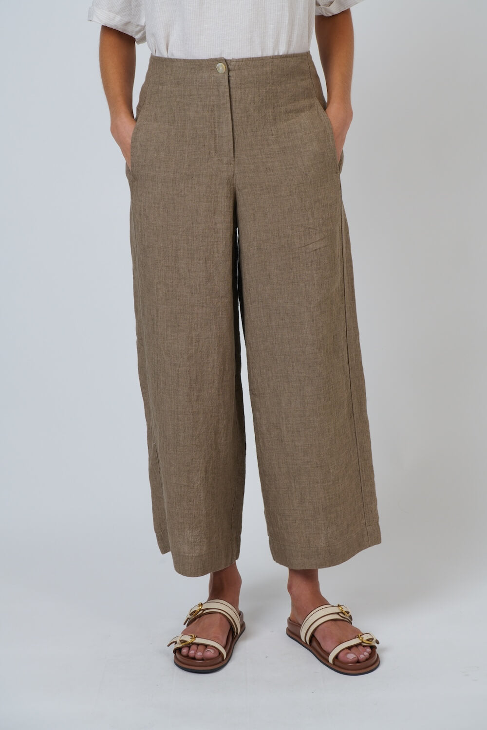 Naturals by O & J - Wide Leg Tailored Trousers (GA698) - Agate