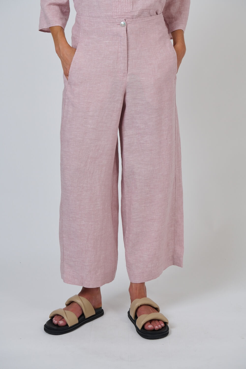 Naturals by O & J - Wide Leg Tailored Trousers (GA698) - Radish