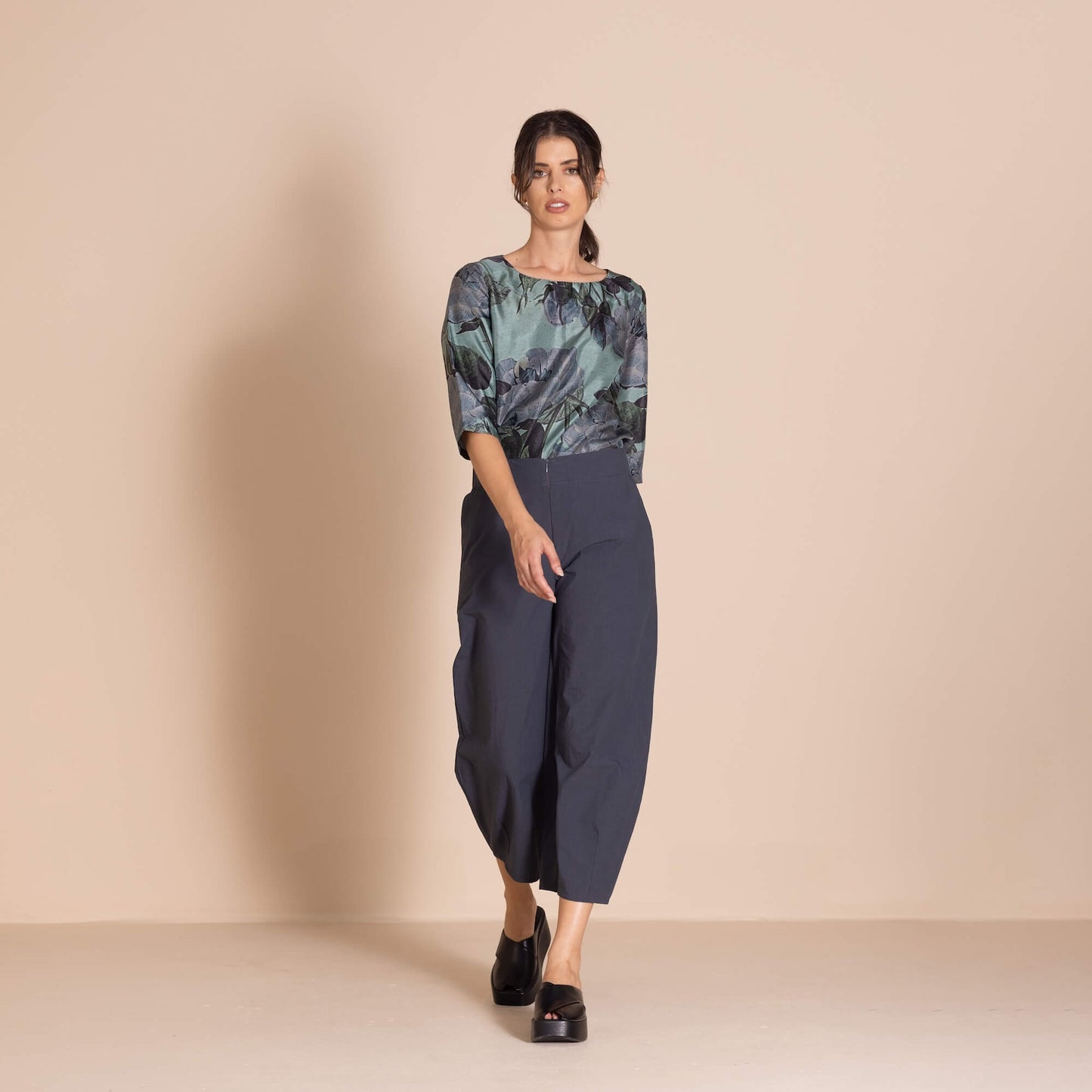 Megan Salmon - Pima  Barrel Pant - Navy