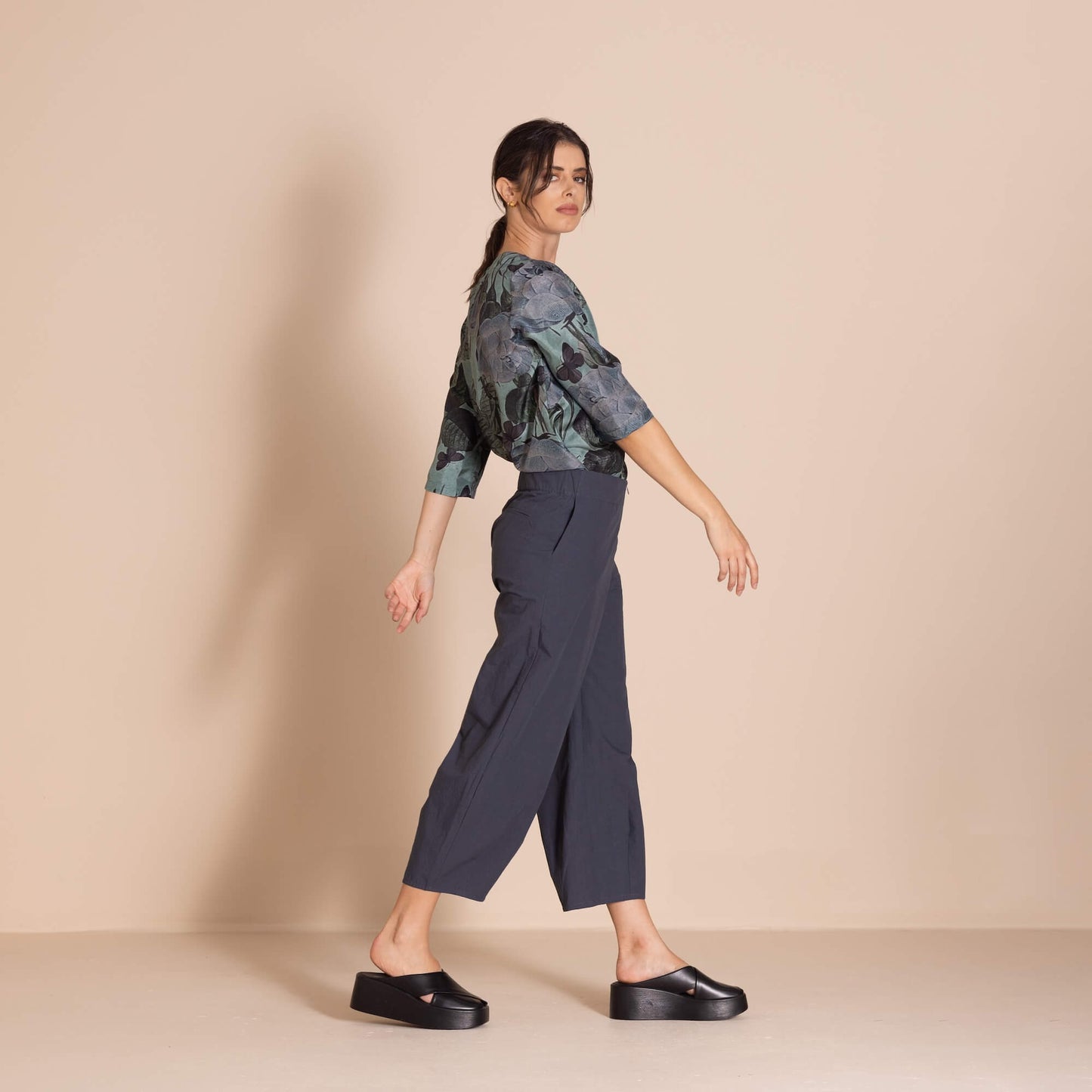 Megan Salmon - Pima  Barrel Pant - Navy