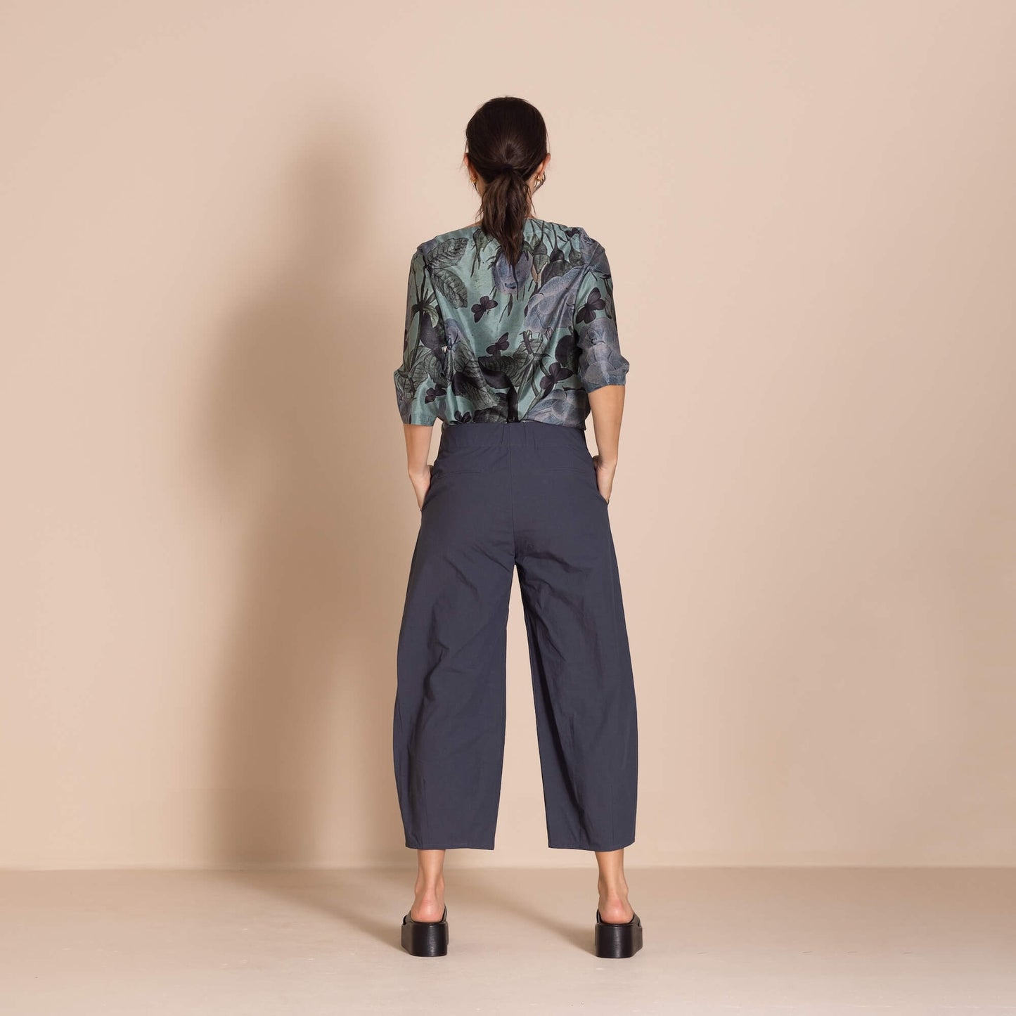 Megan Salmon - Pima  Barrel Pant - Navy