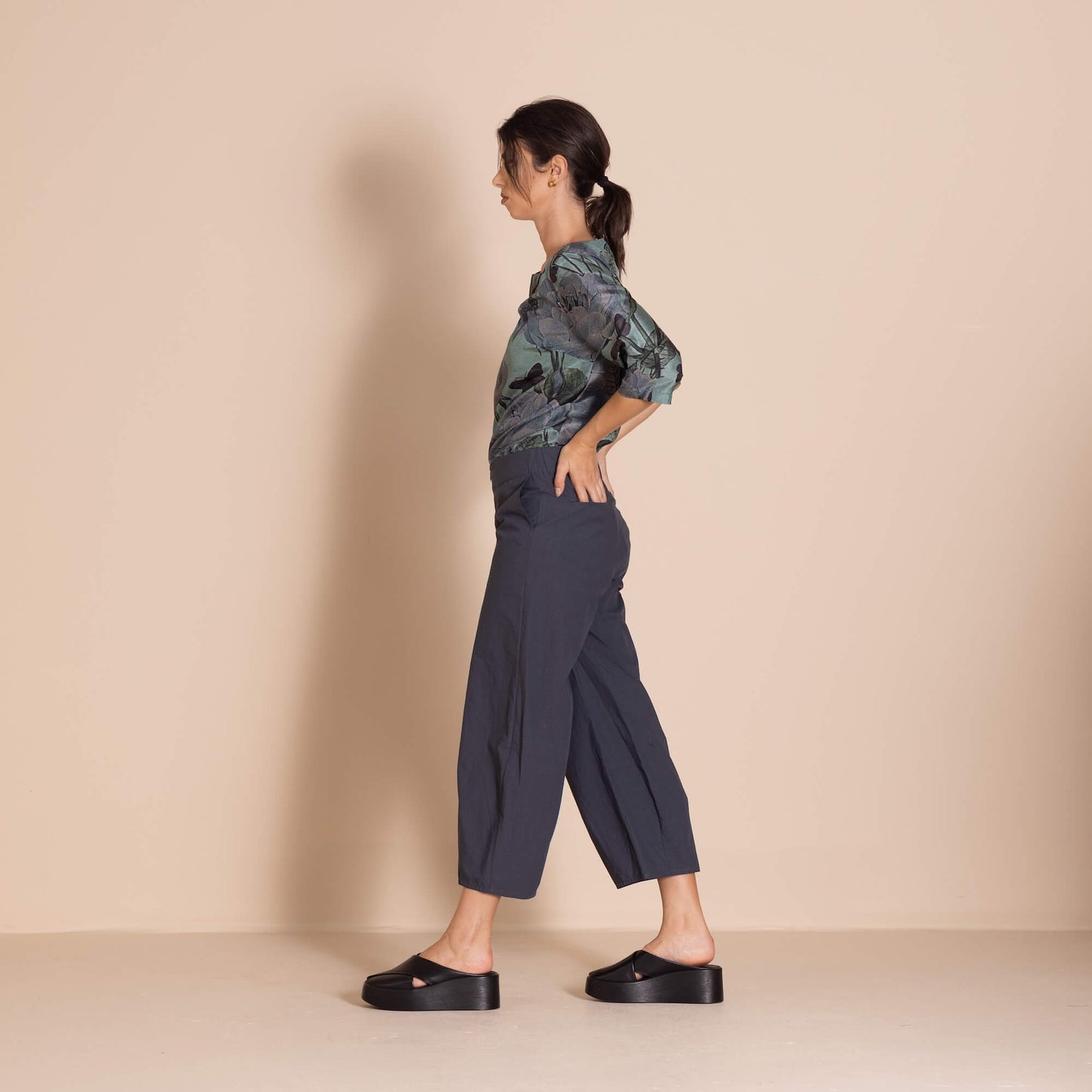 Megan Salmon - Pima  Barrel Pant - Navy