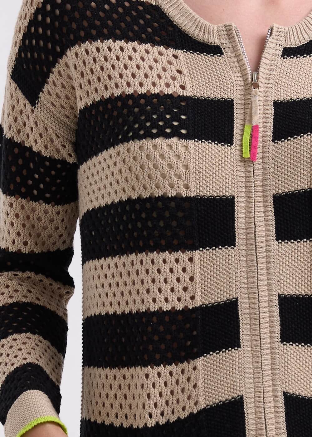 Zaket & Plover - Pointelle Zip Cardi - Latte ZP7718