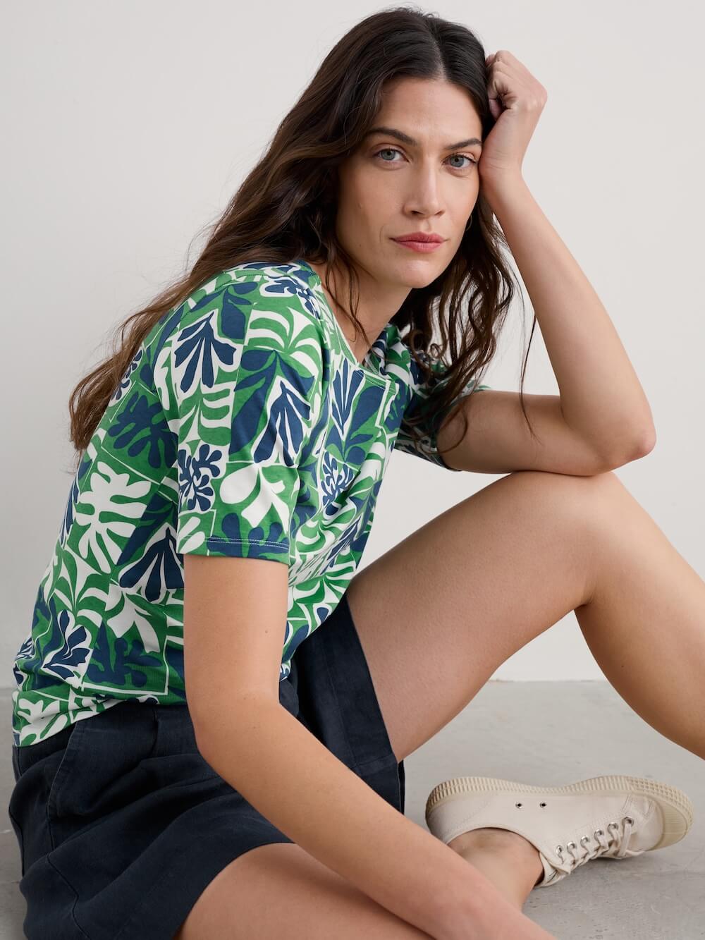 Seasalt - Poisson T-Shirt - Collage Seaweed Hedgerow