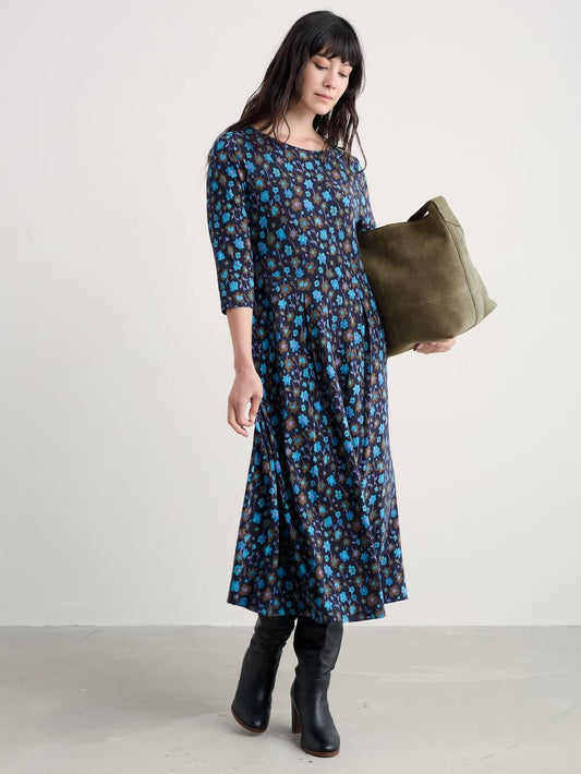 Seasalt - 3/4 Wild Bouquet Dress - Falling Flowers Maritime