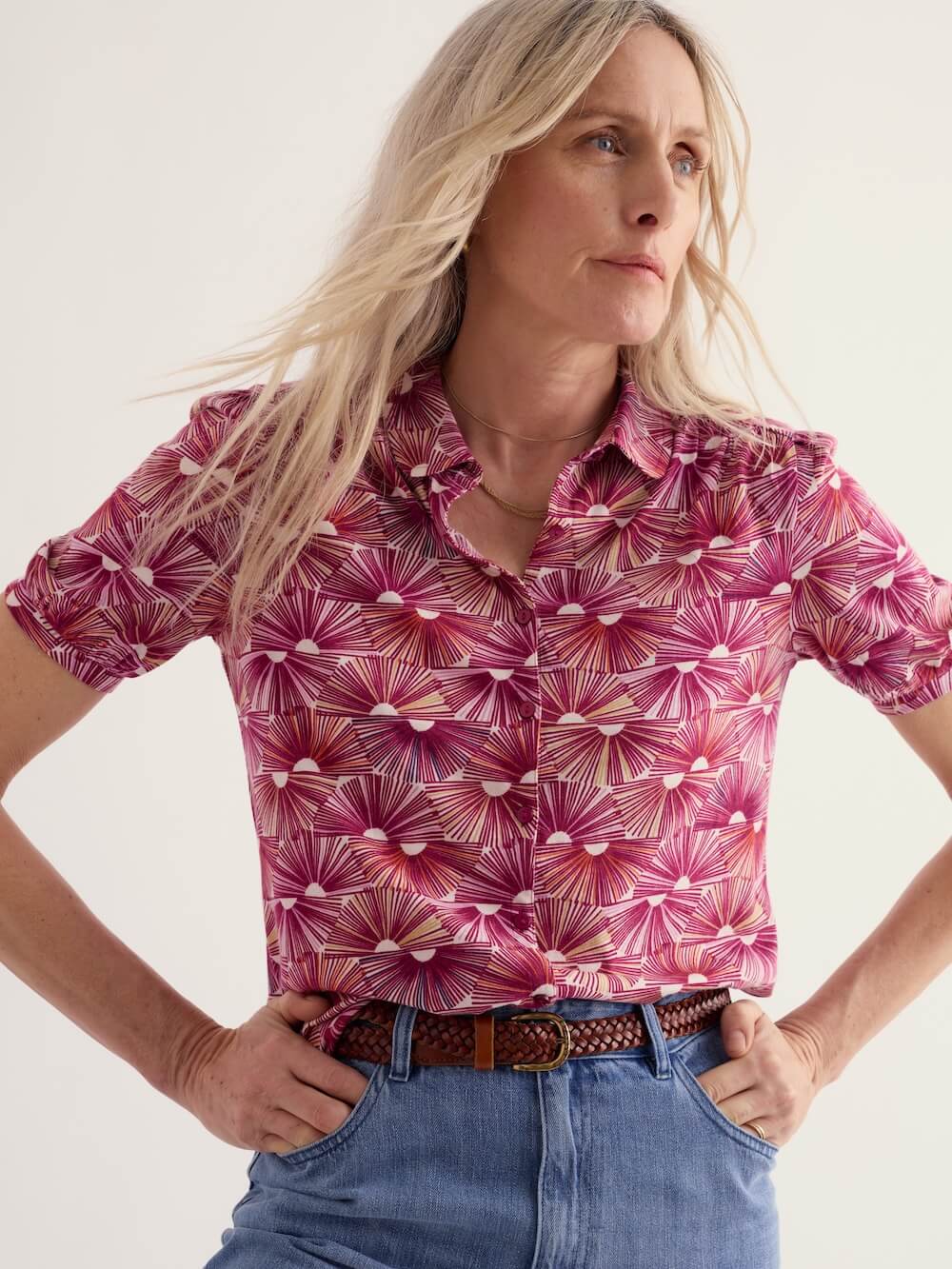 Seasalt - Embrace Shirt - Sunset Fans Magenta