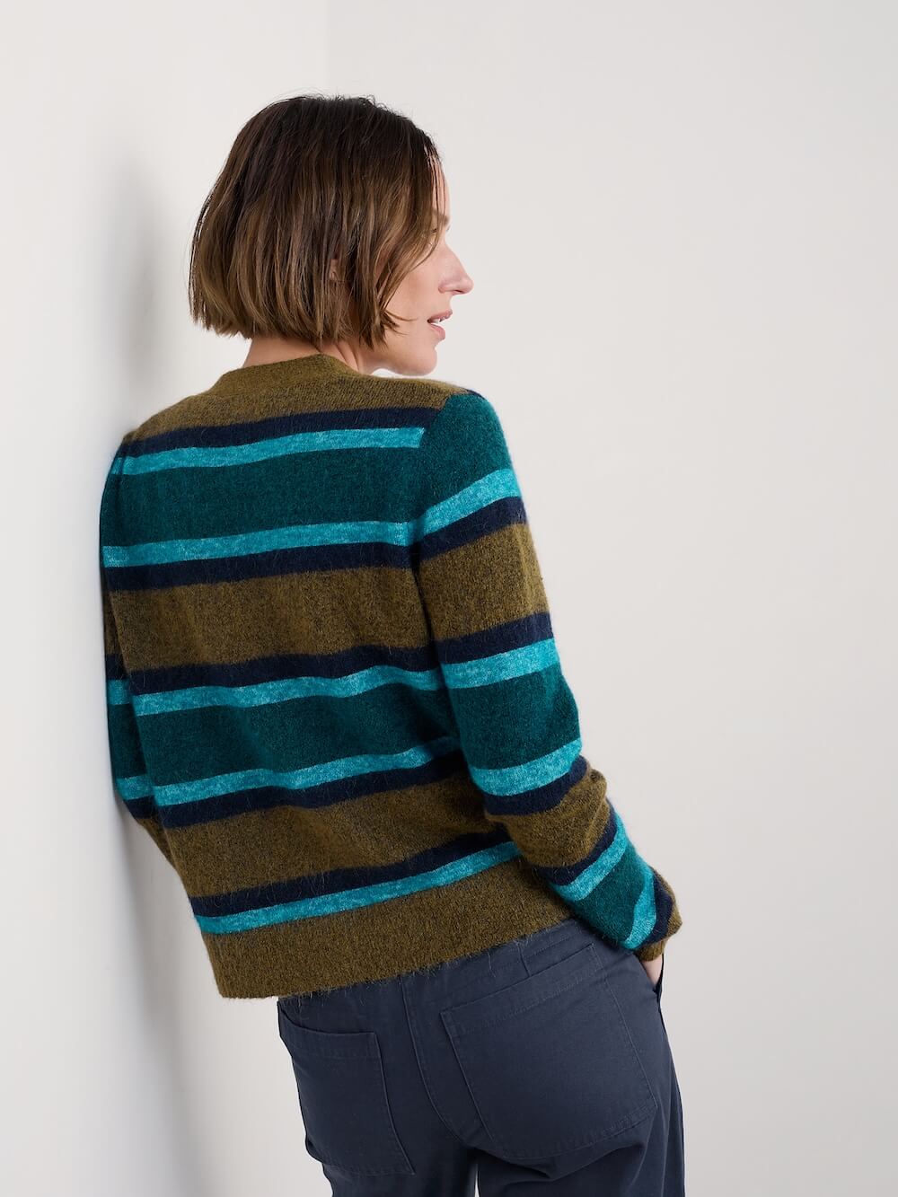 Seasalt - Etching Cardigan - Earthenware Cyan Mix