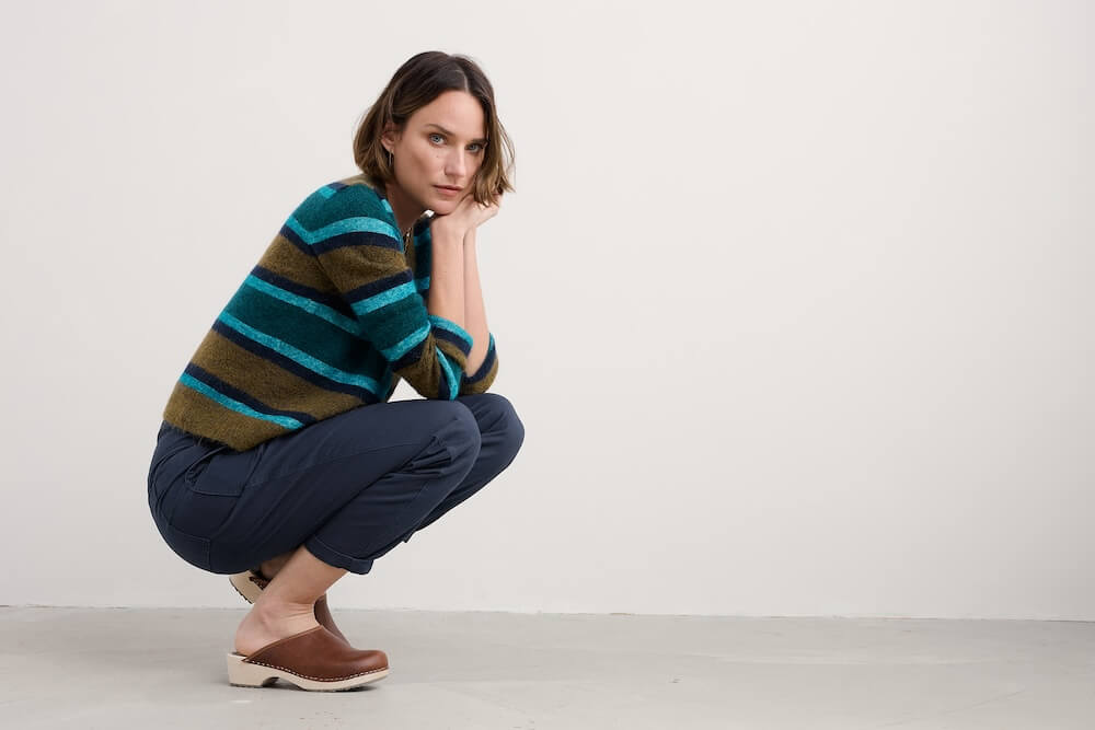 Seasalt - Etching Cardigan - Earthenware Cyan Mix