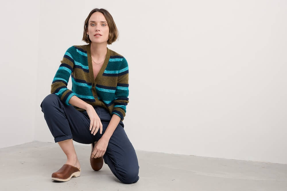 Seasalt - Etching Cardigan - Earthenware Cyan Mix
