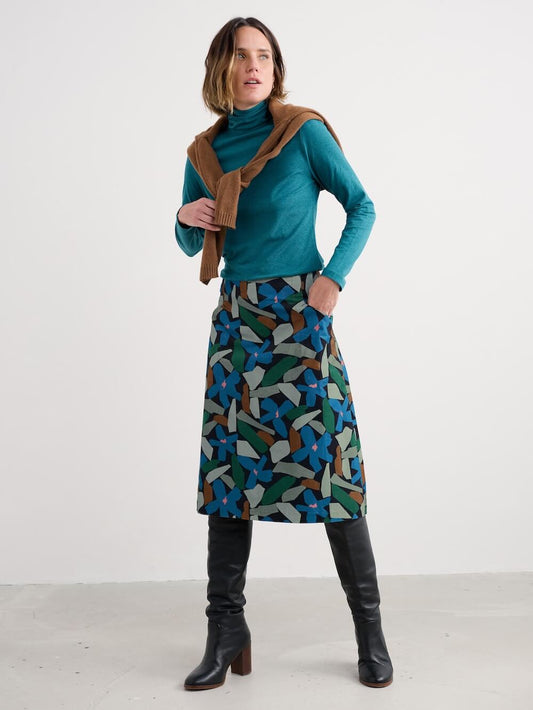 Seasalt - Forest View Corduroy Skirt - Zennor Flower Onyx