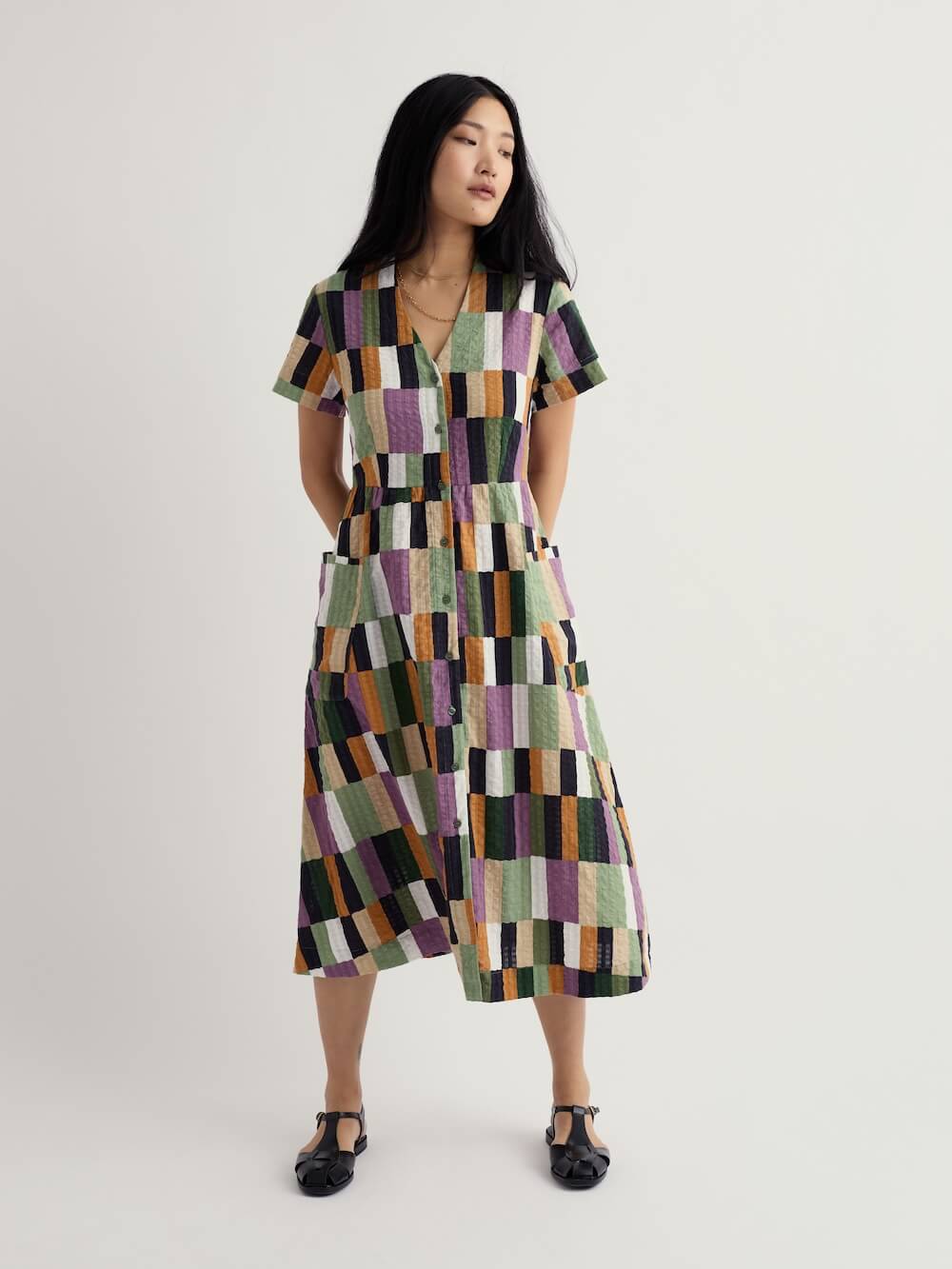 Seasalt - Fowen Shirt Dress - Field Colour Dried Basil