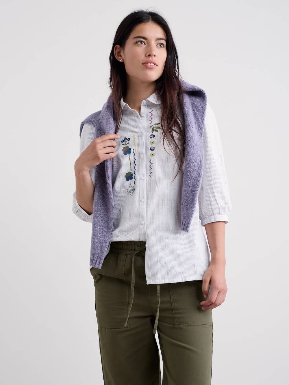 Seasalt - Hope Cottage Embroidered Blouse - Anthyllis Grape Thistle