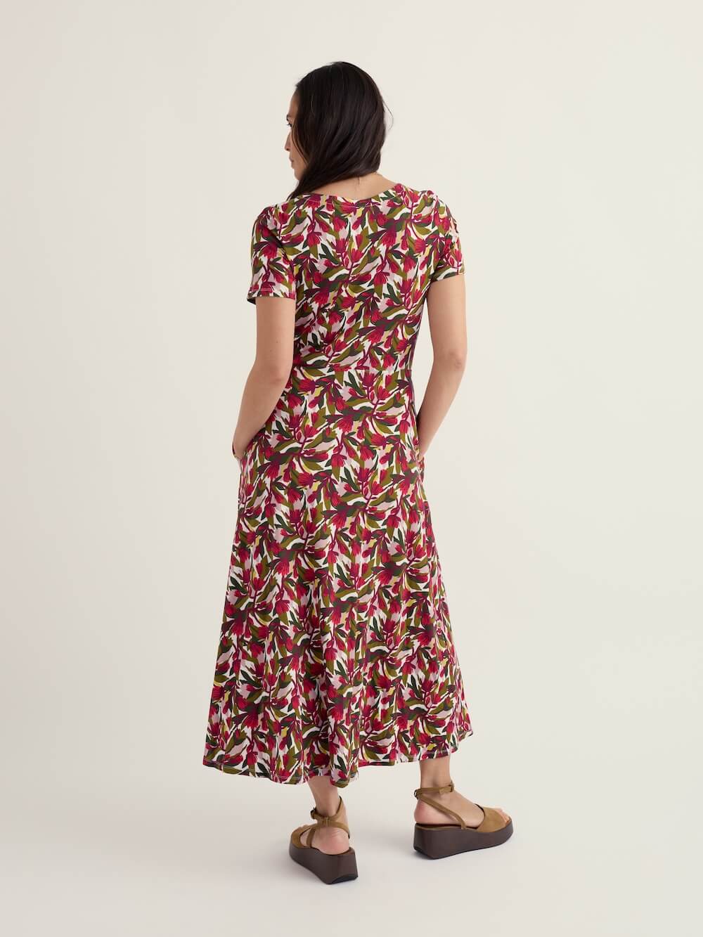 Seasalt - Short Sleeve Veronica Dress - Abstract Protea Chalk