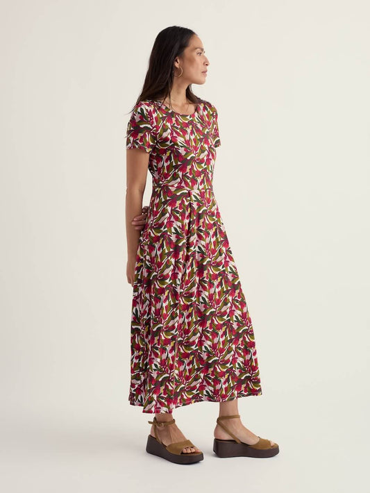 Seasalt - Short Sleeve Veronica Dress - Abstract Protea Chalk