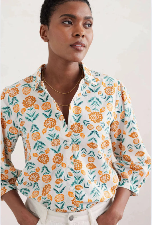Seasalt Hope Cottage Blouse II - Marigold Woodblock Chalk
