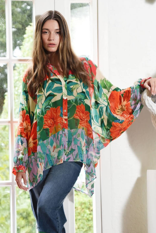 Curate by Trelise Cooper - Billow Party Shirt - Stripe Floral