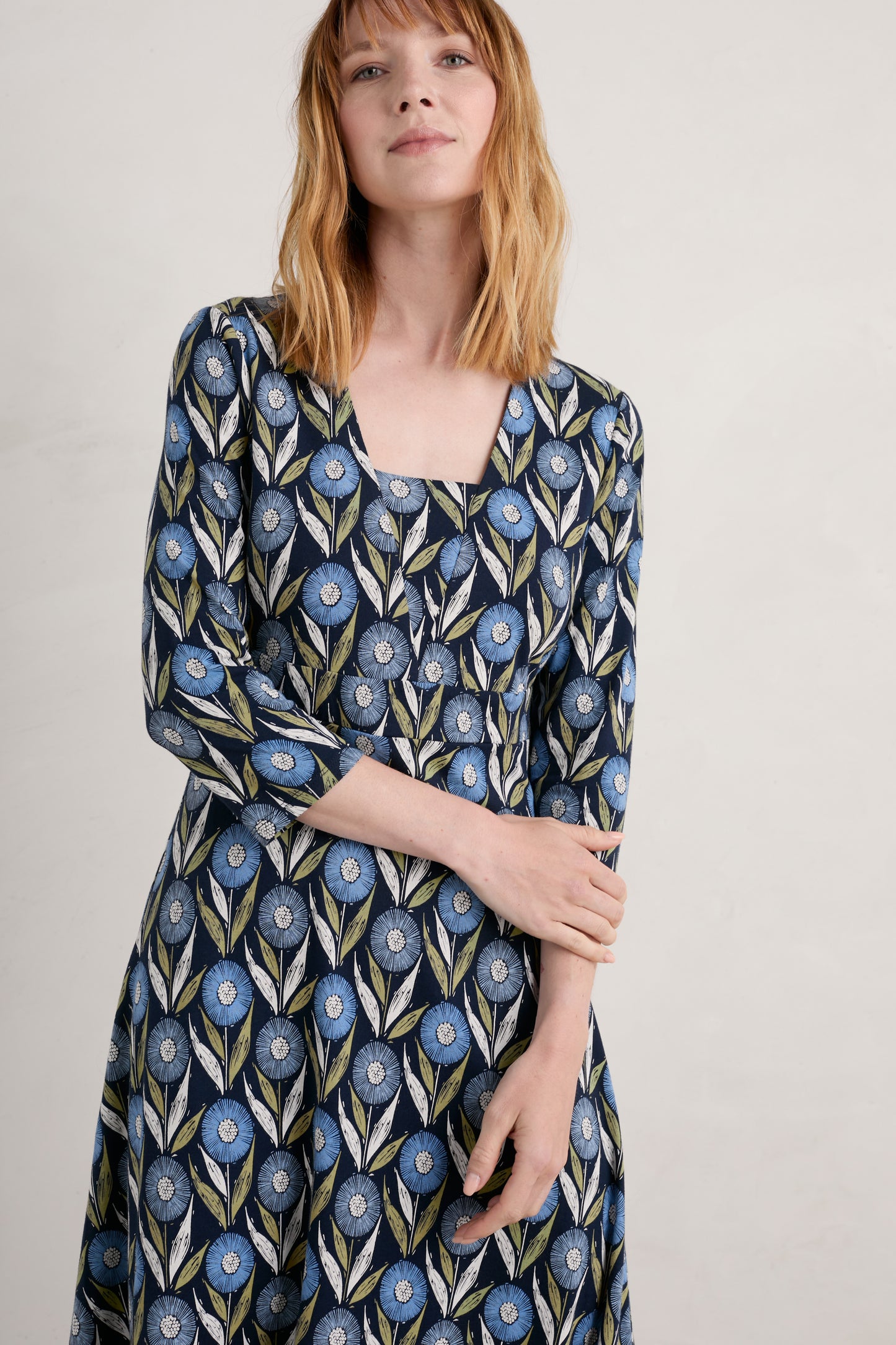 Seasalt Waterfront Dress - Textured Flower Head Maritime