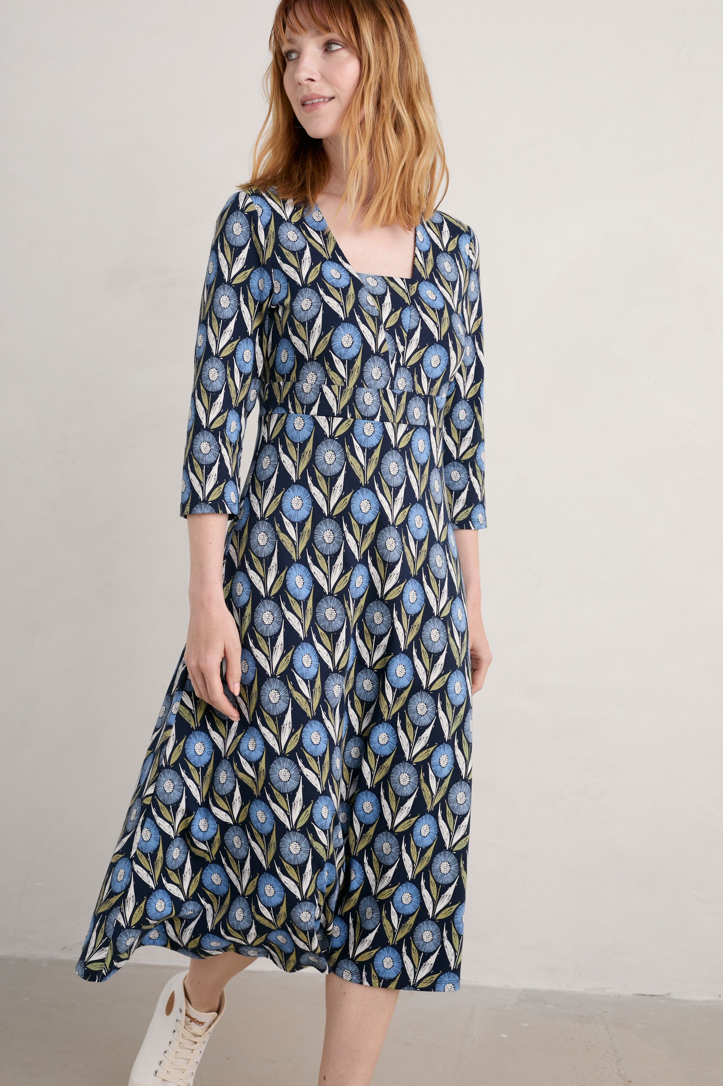 Seasalt Waterfront Dress - Textured Flower Head Maritime