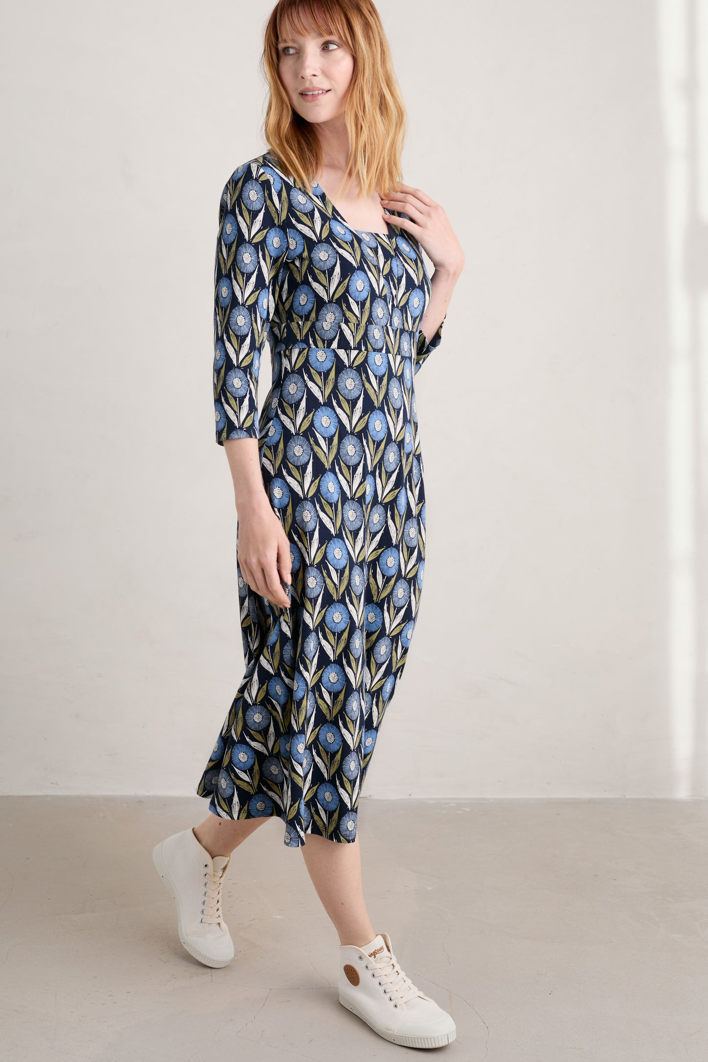 Seasalt Waterfront Dress - Textured Flower Head Maritime