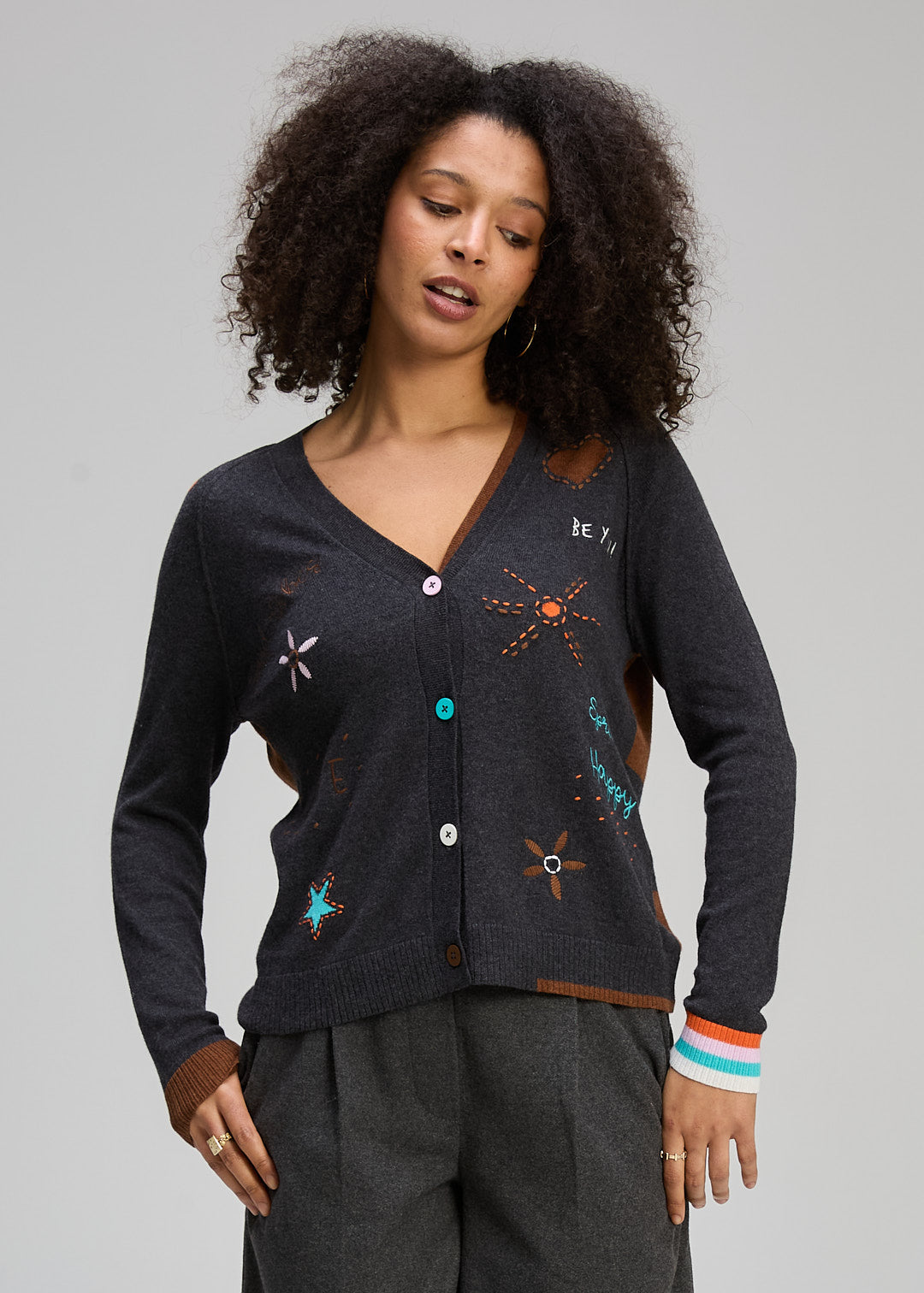 Zaket & Plover - Good Energy Cardi - Charcoal - ZP8130