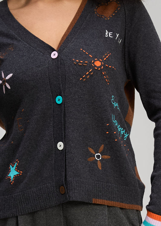 Zaket & Plover - Good Energy Cardi - Charcoal - ZP8130