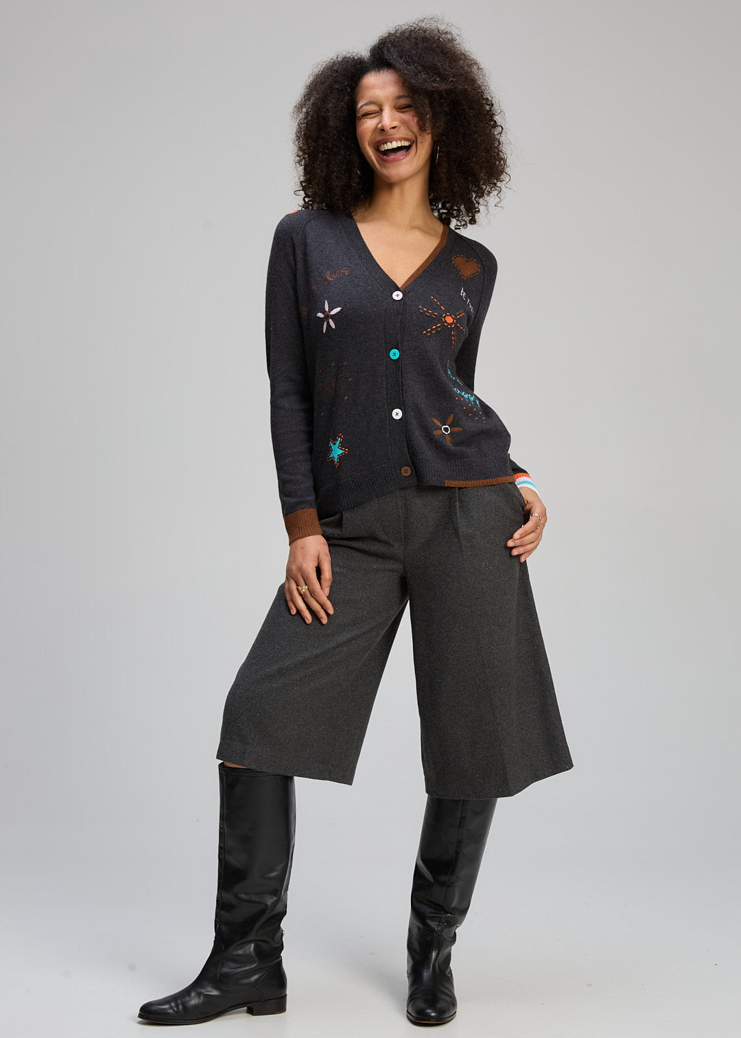 Zaket & Plover - Good Energy Cardi - Charcoal - ZP8130