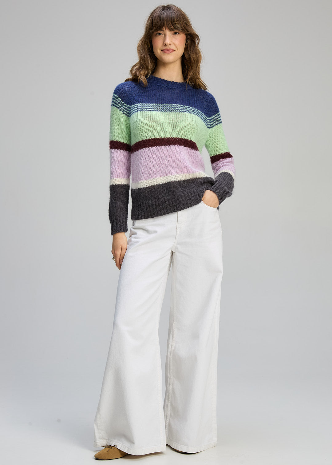 Zaket & Plover - Kid Mohair Lines Crew - Lilac Mist - ZP8139