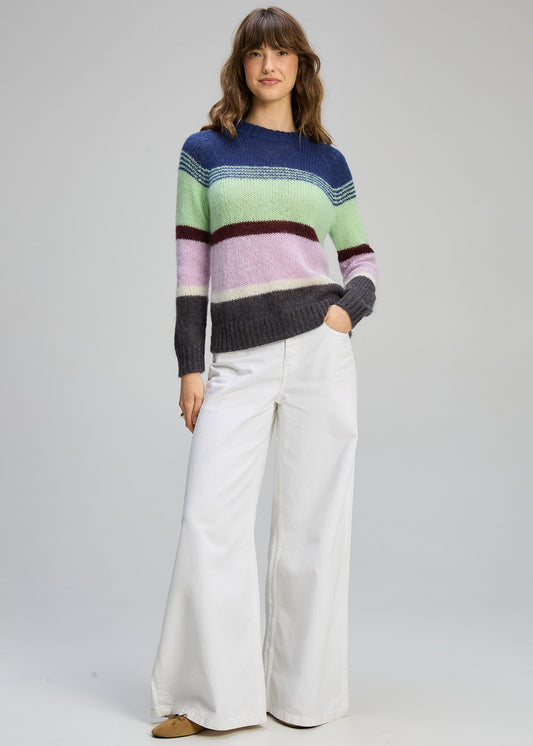 Zaket & Plover - Kid Mohair Lines Crew - Lilac Mist - ZP8139