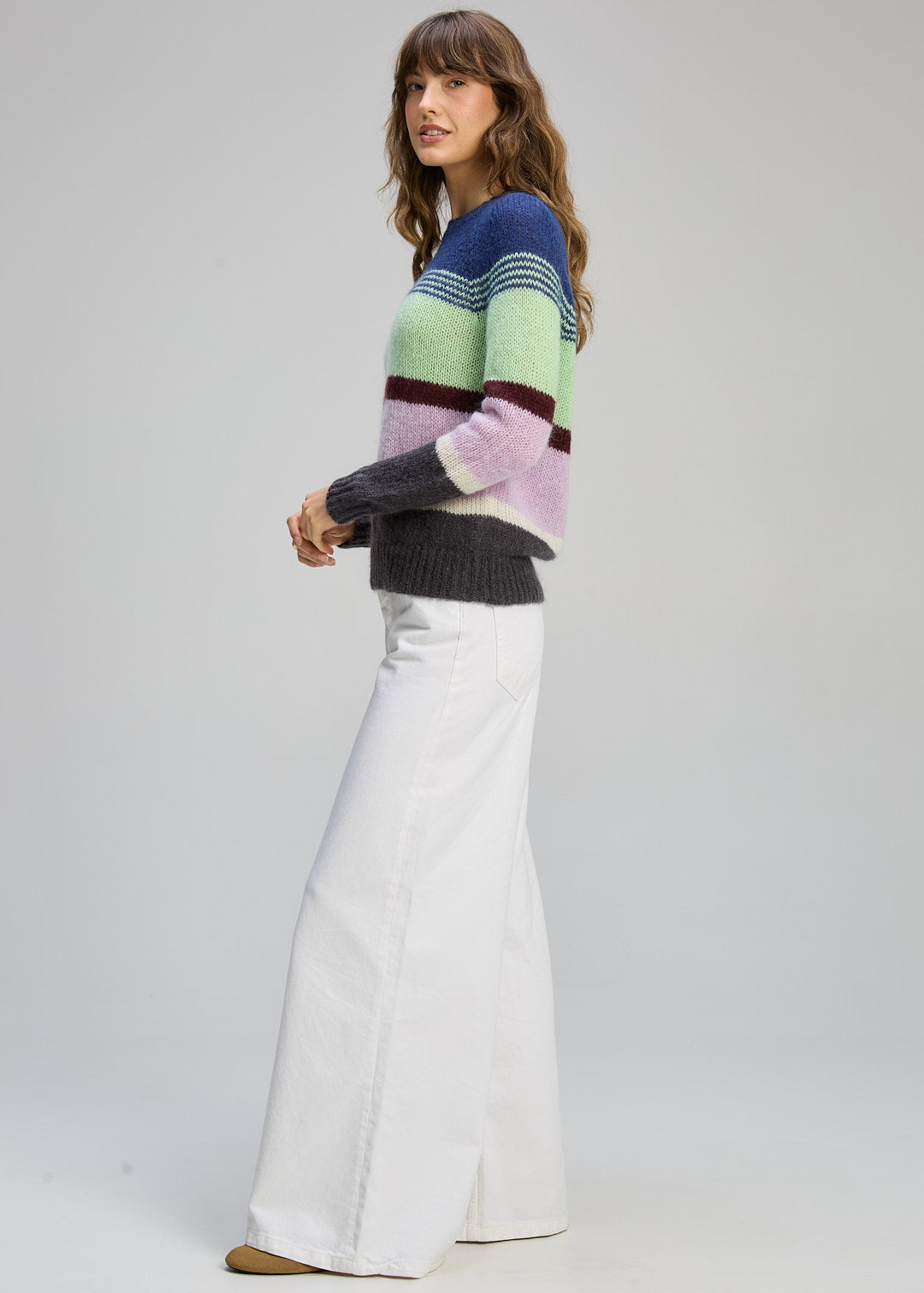 Zaket & Plover - Kid Mohair Lines Crew - Lilac Mist - ZP8139