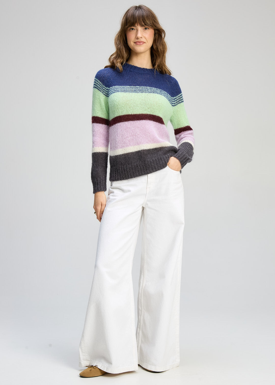 Zaket & Plover - Kid Mohair Lines Crew - Lilac Mist - ZP8139