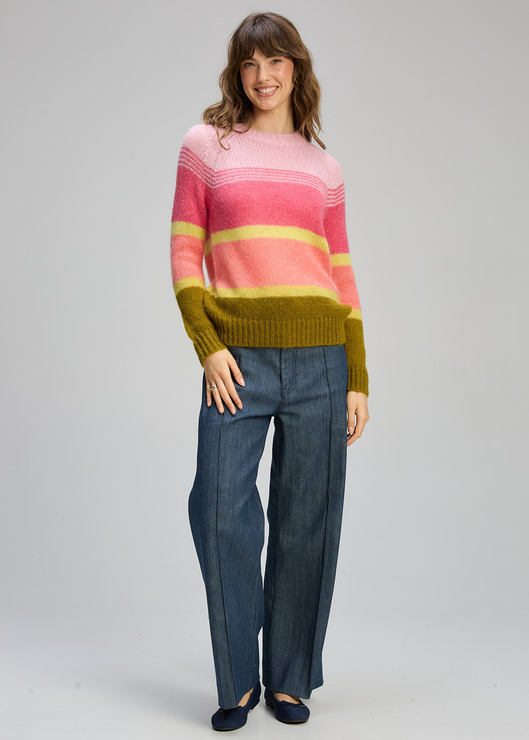 Zaket & Plover - Kid Mohair Lines Crew - Neon Sorbet - ZP8139