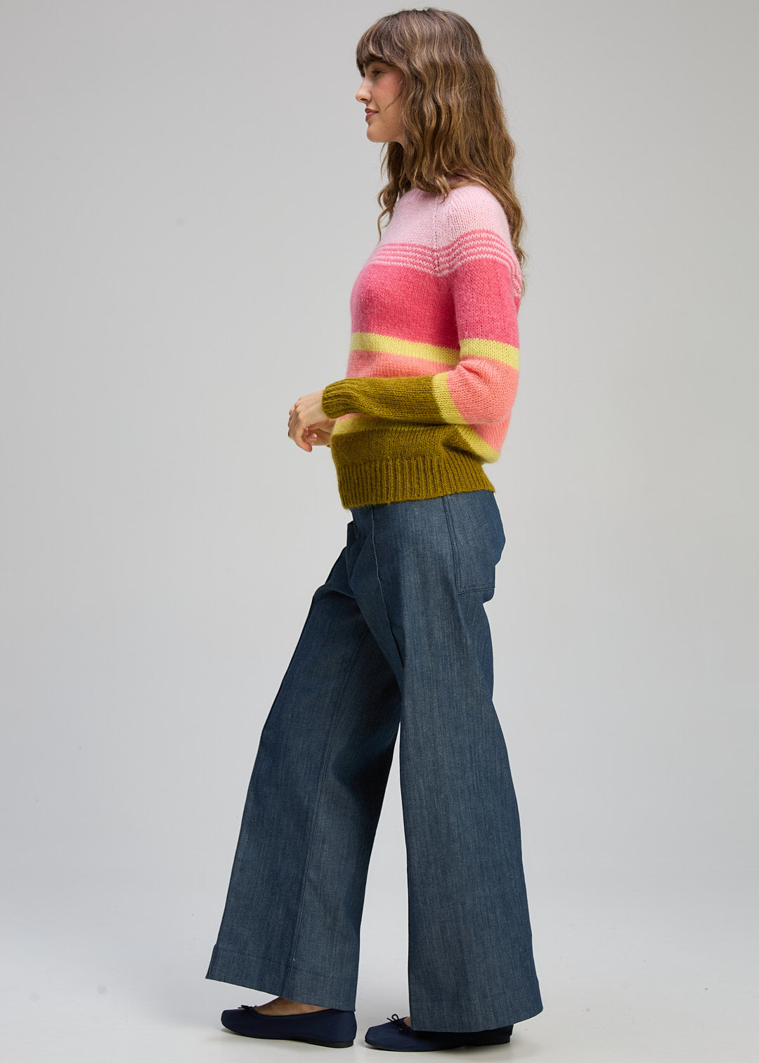 Zaket & Plover - Kid Mohair Lines Crew - Neon Sorbet - ZP8139