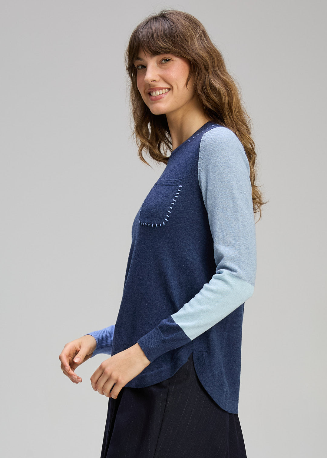 Zaket & Plover - Pocket Detail Jumper - Denim - ZP8124