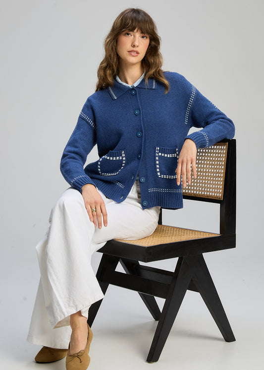 Zaket & Plover - Tailored Cardi - Indigo - ZP8101