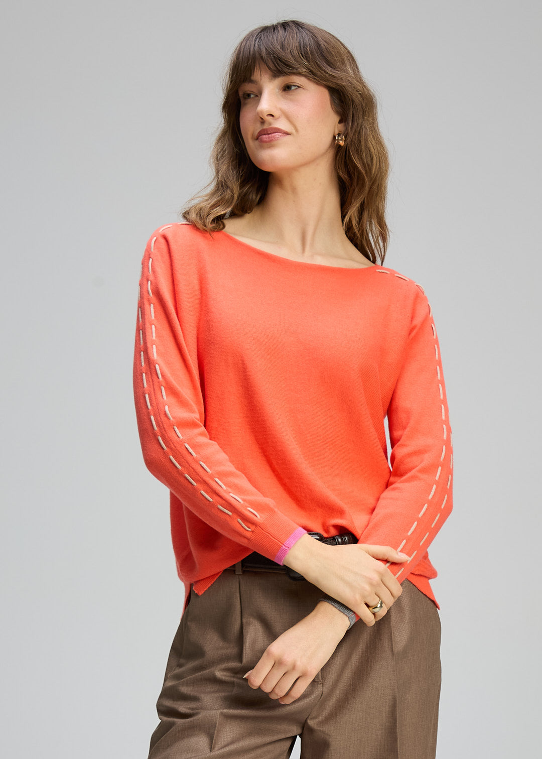Zaket & Plover - Threaded Sleeve Jumper - Melon - ZP8123