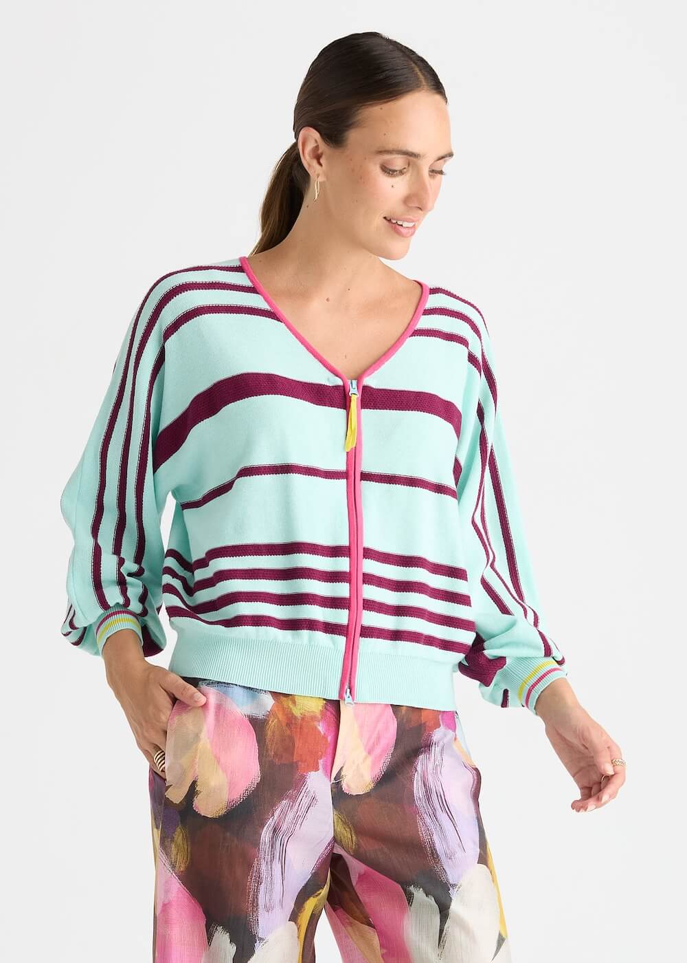 Zaket & Plover - Statement Zip Cardi - Breeze (ZP8808)