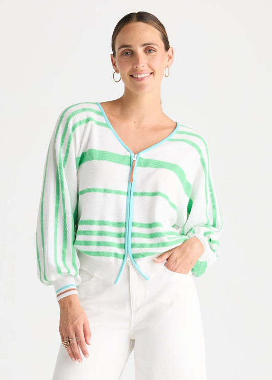 Zaket & Plover - Statement Zip Cardi - White (ZP8808)