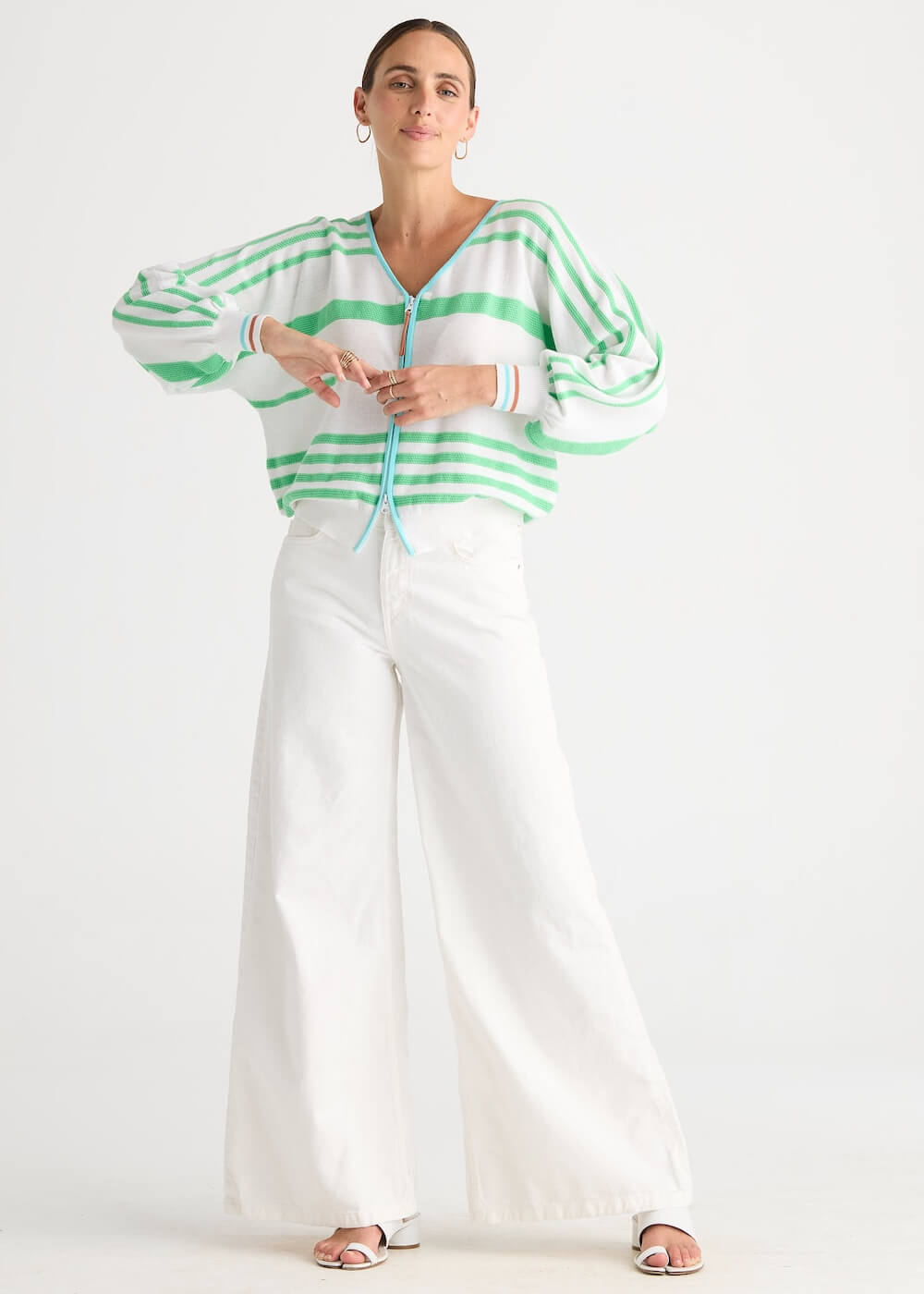 Zaket & Plover - Statement Zip Cardi - White (ZP8808)