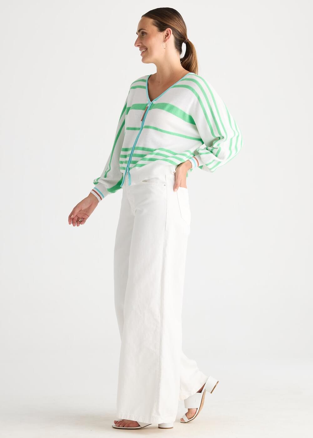 Zaket & Plover - Statement Zip Cardi - White (ZP8808)