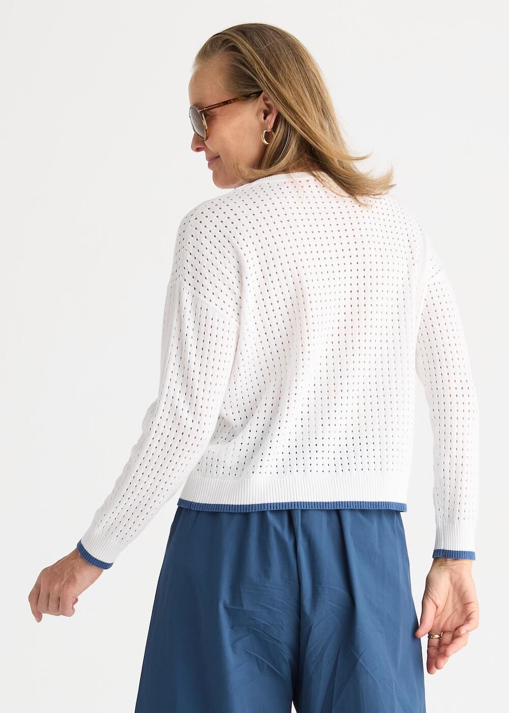 Zaket & Plover - Pointelle Zip Cardi - White (ZP8809)