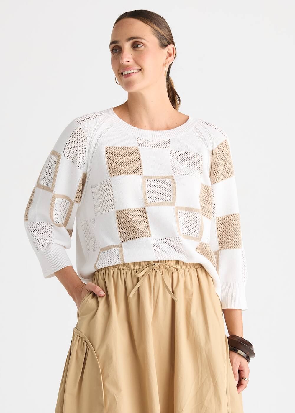 Zaket & Plover - Patch Pointelle Top - White (ZP8812)
