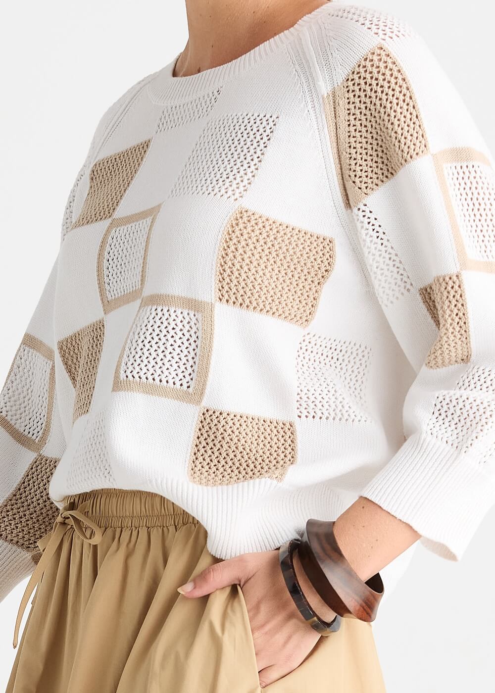 Zaket & Plover - Patch Pointelle Top - White (ZP8812)